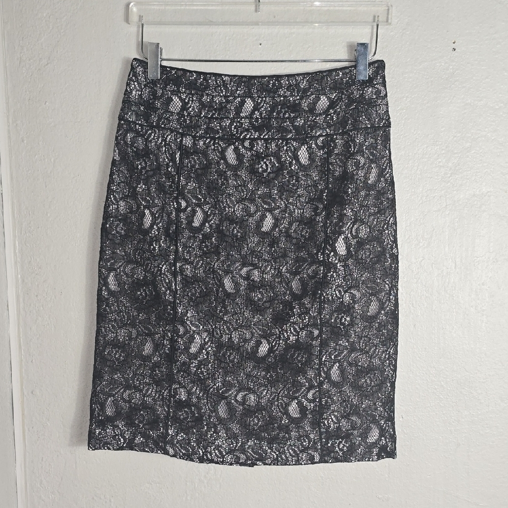 H & M Gray and Black Knee-Length Pencil Skirt